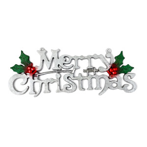 Silver Glitter Merry Christmas Sign
